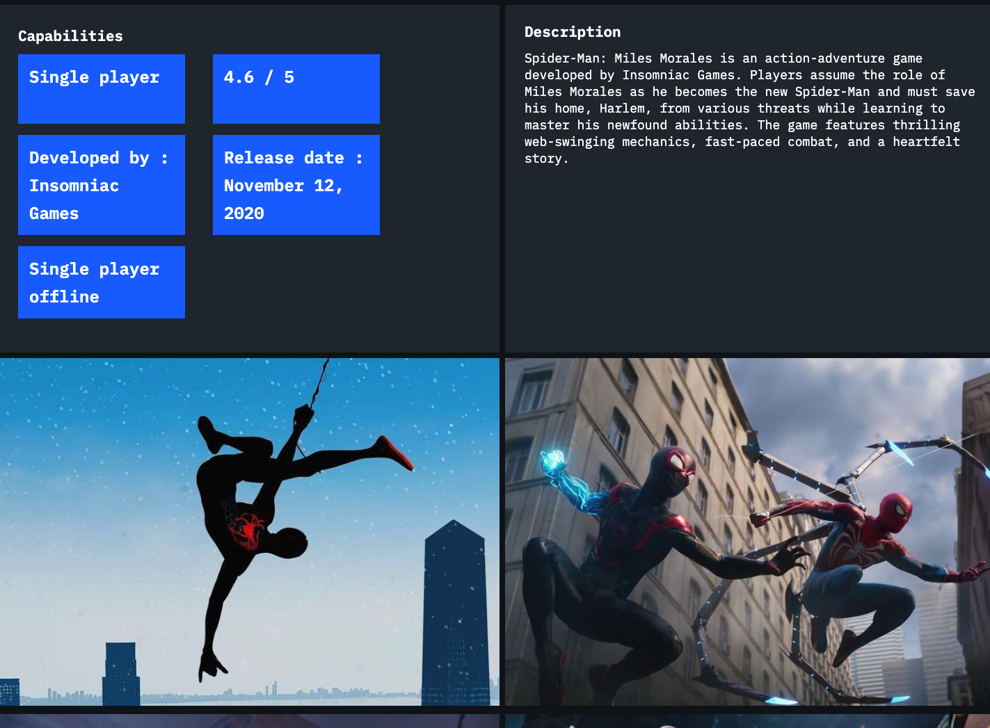 TGV Game Details Page